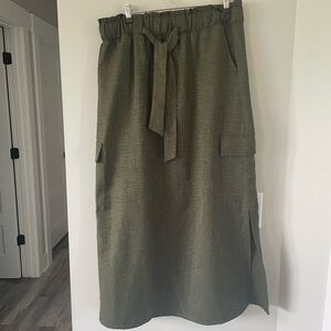 Olive Green Women's Midi Skirt